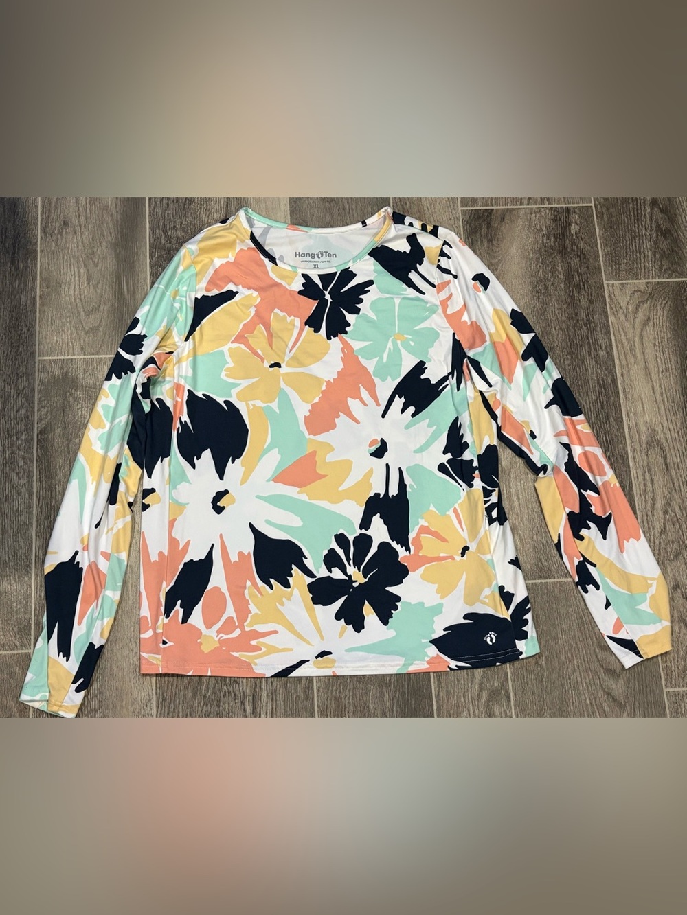 Hang Ten Floral Long Sleeve Performance Tee - UV Protection UPF 50